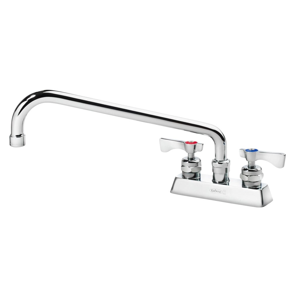 Krowne 15-312L Deck Mount Faucet w/ 12" Swing Nozzle, 12" Swing Spout, 4" Centers, Chrome