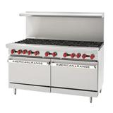 American Range AR-10 60" 10 Burner Commercial Gas Range w/ (2) Standard Ovens, Liquid Propane, Stainless Steel, Gas Type: LP