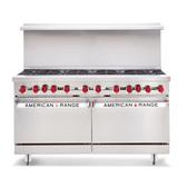 American Range AR-12G-8B-CL-SBR 60" 8 Burner Commercial Gas Range w/ Griddle & Convection Oven & Storage Base, Liquid Propane, Stainless Steel, Gas Type: LP