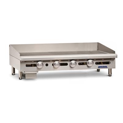 Imperial IGG-48 NG 48" Gas Griddle w/ Thermostatic Controls - 1" Grooved Steel Plate, Natural Gas, 120K BTU, Commercial Countertop - Durable Restaurant Griddle, Stainless Steel, Gas Type: NG