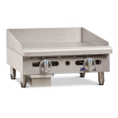 Imperial IMGA-2428 NG 24" Gas Griddle w/ Manual Controls - 3/4" Steel Plate, Natural Gas, 4 Burners, Commercial Countertop - Durable Restaurant Griddle, Stainless Steel, Gas Type: NG