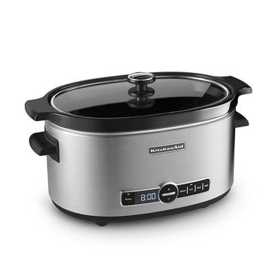 KitchenAid KSC6223SS 6 qt Slow Cooker w/ Glass Lid, Stainless Steel, Solid Glass Lid