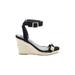 Steve Madden Wedges: Black Solid Shoes - Women's Size 5 1/2 - Open Toe