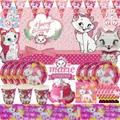 Marie Cat Birthday Party Decoration Paper Cup Plate Tissue Tablecloth Pink Cats Latex Balloons Baby
