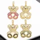 OCESRIO Trendy White Crystal Big Bear Pendant for Necklace Copper Gold Plated Animal DIY Jewelry