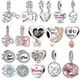 925 Sterling Silver Heart Shaped Warm Family MOM Charm Beads Fit Pandora Original Bracelets Fine DIY