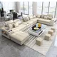 MINGDIBAO Bluetooth Sectional Sofa Bed Sets Big U Shape Corner Cloth Couch with Speaker Sound System
