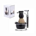 JUNWELL Shaving Set with 5 in1 Badger Shaving Brush Shaving Brush Set with Luxury Badger Brush Stand and Brush holder for Soap Bowl and Manual Razor Compatible Manual Razor Blades Shaving Bowl