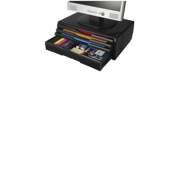 Exponent Monitorständer schwarz mit 4 Schubladen schwarz, 41.6x14.1x28 cm