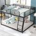 Full XL over Full Modern Metal Floor Bunk Bed, Black