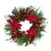 Artificial Red Berry and Poinsettia Christmas Wreath 28-Inch Unlit - 28"