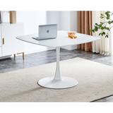 42.1"Table Mid-century Dining Table for 4-6 people With Round Mdf Table Top, Pedestal Dining Table