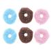 6pcs Dog Chew Toy Plush Donut Shaped Squeaky Squeaking Sound Toy Plush Pet Puppy Toys Pets Bite Chewing Puppy Dog Toy (Coffee + Strawberry + Blue Each 2pcs)