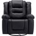 Ergonomic Manual Wingback Reclining Chair for Living Room, 360掳 Swivel Upholstered Leather Recliner