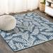 Nevis Palm Frond Navy/Ivory 5 Square Indoor/Outdoor Area Rug