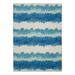 Linon Indoor Outdoor Washable Beck Polyester Area 5 x7 Rug in Ivory and Blue