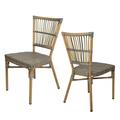 KARMAS PRODUCT Wicker Dining Chair Set of 4 Patio Lawn Backyard Cafe Chairs All Weather Outdoor Lightweight Armless Chair