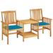 Buyweek Patio Chairs with Tea Table and Cushions Solid Acacia Wood
