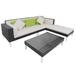 Buyweek 4 Piece Patio Lounge Set with Cushions Poly Rattan Black