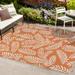 Nevis Palm Frond Orange/Cream 9 ft. x 12 ft. Indoor/Outdoor Area Rug