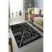 LaModaHome Area Rug Non-Slip - Black Geometric Soft Machine Washable Bedroom Rugs Indoor Outdoor Bathroom Mat Kids Child Stain Resistant Living Room Kitchen Carpet 4.7 x 7.3 ft