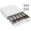 16 Cash Register Drawer for Point of Sale (POS) System with 5 Bill 6 Coin Cash Tray Removable Coin Compartment 24V RJ11/RJ12 Key-Lock Media Slot White - for Stores Shops and Businesses