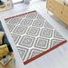 6 x 9 ft. Gray & White Moroccan Pattern with Red Border Indoor & Outdoor Reversible Plastic Rectangle Area Rug