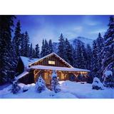 Posterazzi Cabin in The Woods Illuminated by Christmas Lights Poster Print by Darwin Wiggett 32 x 24 - Large