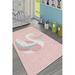 LaModaHome Area Rug Non-Slip - Pink Swan Soft Machine Washable Bedroom Rugs Indoor Outdoor Bathroom Mat Kids Child Stain Resistant Living Room Kitchen Carpet 3.3 x 9.9 ft