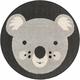 Hauteloom Kids Room Nursery Round Area Rug - Outdoor Patio Safe - Animal Koala Playroom Carpet - Gray Black Cream - 5 3