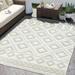 Abani Dusk Collection Beige 8 x 10 Diamonds Indoor/Outdoor Area Rug