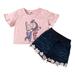 Teens Outfits for Girls Little Girls Crop Top Toddler Girls Ruched Cartoon Print Tops Jeans Shorts Set Casual Clothes Outfits 3Y Teen Girls Sweat Pants Set