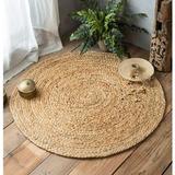 MDS Pack of 1 Pieces Hand Woven Jute Area Rug - 6 feet Round - Natural Reversible for Home Decor Living Room Kitchen Entryway Rug Jute Burlap Braided Rag Rug Rustic-Farmhouse (6 Round)