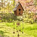 Hanging Copper Colored Fancy Roof Birdhouse Wind Chime (Classic House)