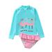 Toddler Girls Swimsuits Cartoon Printed Bathing Suits Long Sleeve Beach Top Swimming Briefs Summer Sun Protection Swimwear Set Two-Piece Swimsuit Kids Girls Sunscreen Swimsuit + Shorts Swimsuit