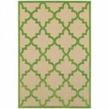 HomeRoots 5 x 8 ft. Sand Geometric Stain Resistant Indoor & Outdoor Rectangle Area Rug - Green - 5 x 8 ft.