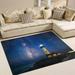 Dreamtimes Starry Night Lighthouse Area Rug 4 x5 Pet & Child Friendly Carpet Indoor Outdoor Soft Rug Washable Non Slip Comfortable Area Rug
