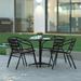 Emma + Oliver 31.5 Black Round Aluminum Indoor-Outdoor Table Set with 4 Black Slat Back Chairs