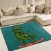 Dreamtimes Surfing Green Dinosaur Area Rug 4 x5 Pet & Child Friendly Carpet Indoor Outdoor Soft Rug Washable Non Slip Comfortable Area Rug