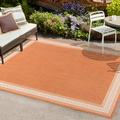 Lucia Classic Diamond Border Orange/Cream 8 ft. x 10 ft. Indoor/Outdoor Area Rug