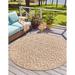 Unique Loom Spatial Outdoor Trellis Textured Rug 4 0 x 4 0 Beige