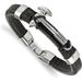 Chisel Stainless Steel Polished Hatchet Black Leather Bracelet - 8.5