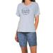 Lucky Brand Women s Logo Graphic Print T-Shirt and Bandana Print Bike Shorts Set-L / Gray