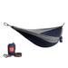 Double Hammock With Hanging Straps And Carabiners - Made From Parachute Nylon Fabric And Holds Two Peoople Or 400Lbs (Navy/Silver)