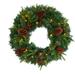 24 Mixed Pine Artificial Christmas Wreath with 35 Clear LED Lights and Berries