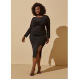 Plus Size Knotted Mesh Paneled Bodycon Dress