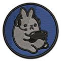 Geek Gamer Bunny Rabbit Playing Console Games Applique Multi-Color Embroidered Iron-On Patch - 3 Inch Medium