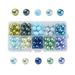 200pcs Blue Green Colors Glass Beads 8mm Jewelry Making DIY Round Glass Imitation Pearl Beads Strands for Handmade Jewelry Necklace Craft Making with a Storage Box