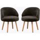 Tub Chairs Set of 2, Linen Fabric Armchair for Living Room, Lounge Sofa Chair Occasional Chair for Reception Bedroom (Dark Brown)