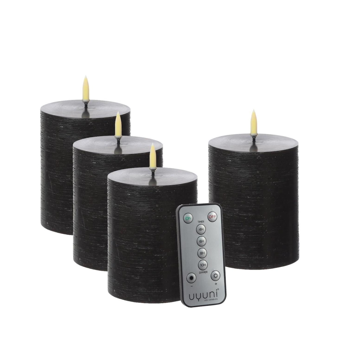 LED Kerzenset PIA Uyuni Rustik-Optik H: 10cm mit Batterien Fernb. 4St. Image